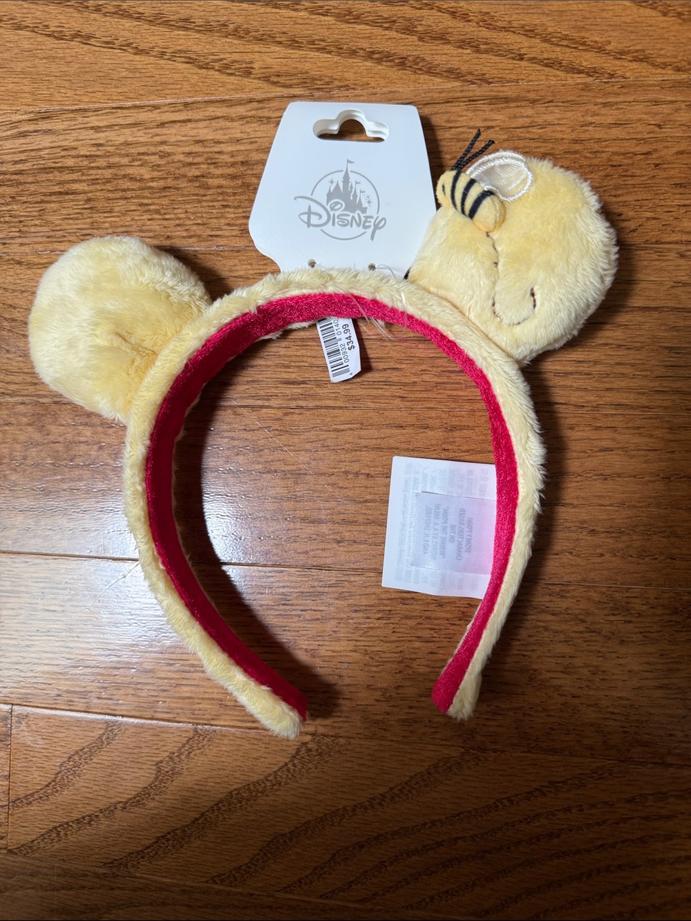 Disney Plush Winnie the Pooh Ear Headband - Yellow with Pink Lining